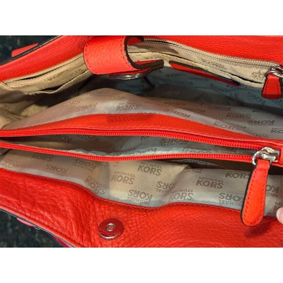 Michael Kors Large Hamilton Satchel Mandarin Orange Gold Hardware Bag - Picture 8 of 10